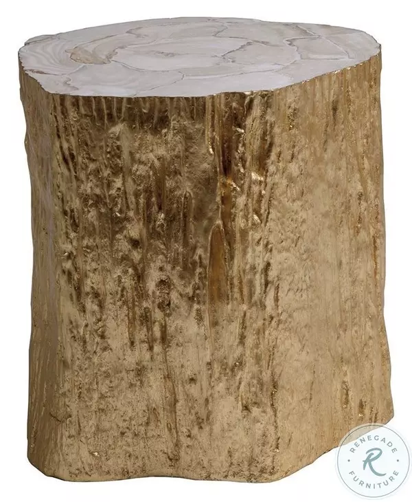 Signature Designs Gold Leaf Trunk Segment Spot Table