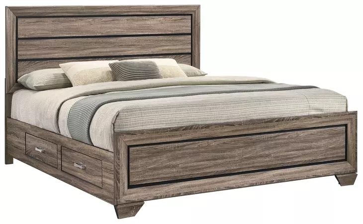 Kauffman Washed Taupe King Storage Panel Bed