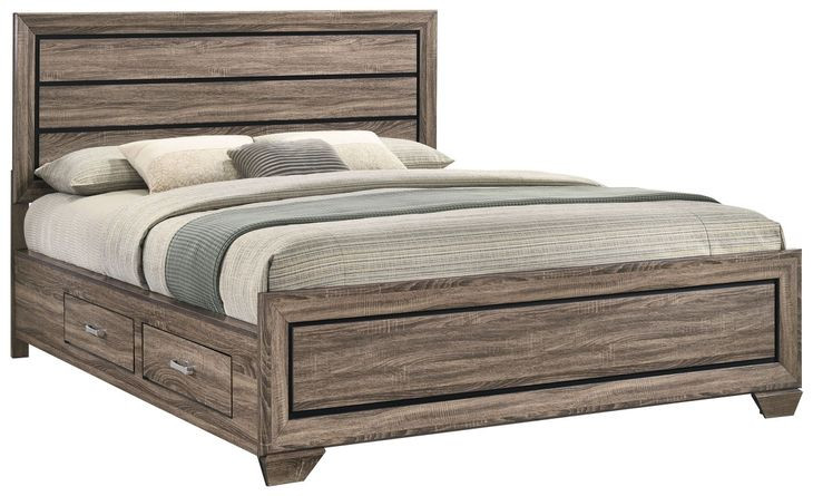 Kauffman Washed Taupe California King Storage Panel Bed