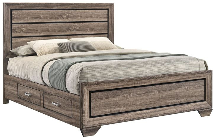 Kauffman Washed Taupe Queen Panel Storage Bed