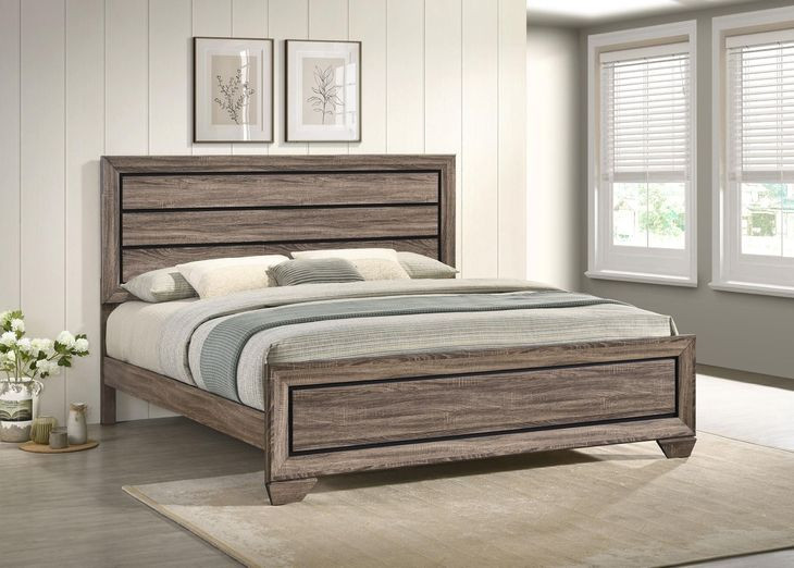 Kauffman Washed Taupe King Panel Bed