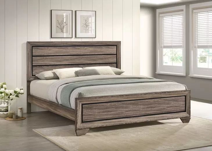 Kauffman Washed Taupe California King Panel Bed