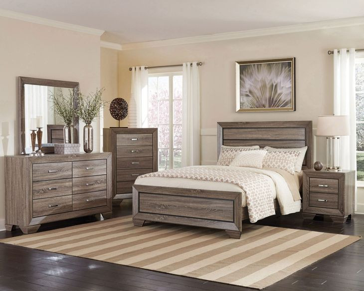 Kauffman Washed Taupe California King Panel Bed