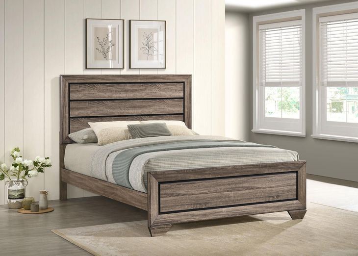 Kauffman Washed Taupe Queen Panel Bed