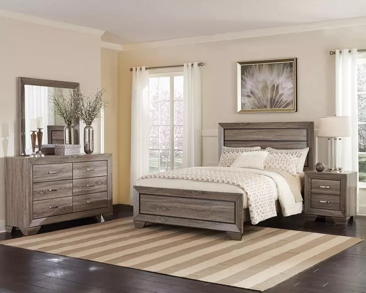 Kauffman Washed Taupe Queen Panel Bed