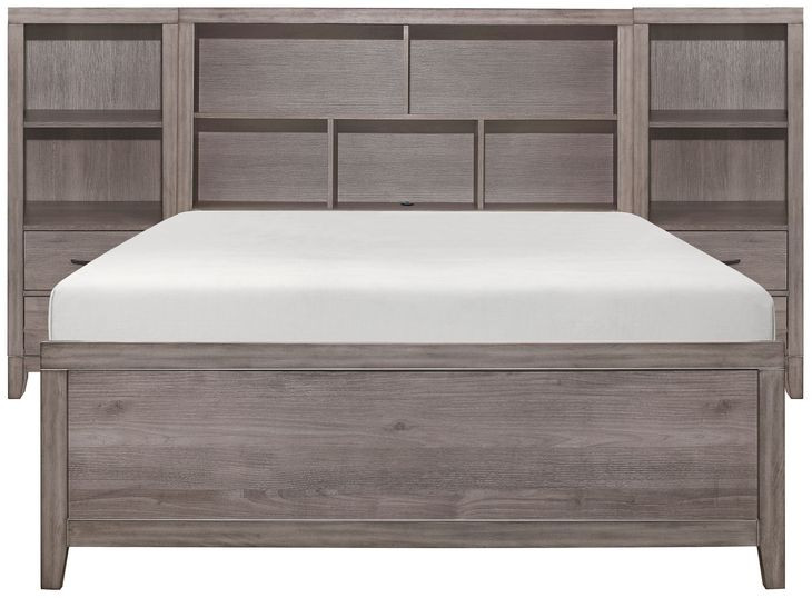 Woodrow Gray Queen Storage Wall Bed with Nightstand and Toybox