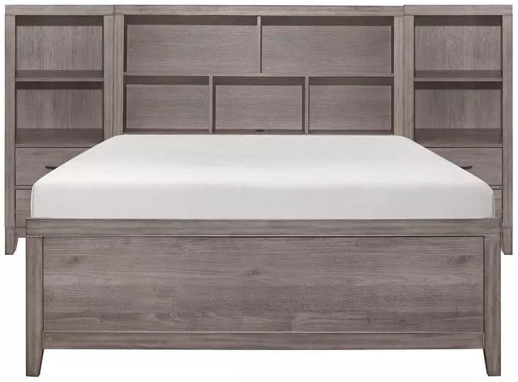 Woodrow Gray Full Storage Wall Bed with Nightstand and Toybox