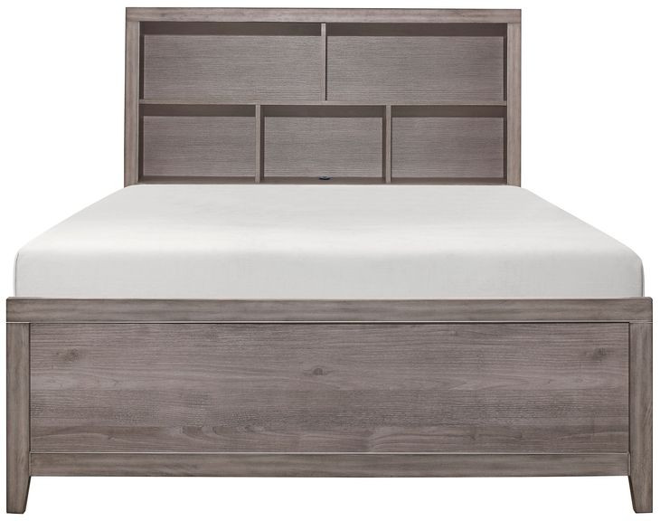Woodrow Gray Full Storage Wall Bed with Nightstand