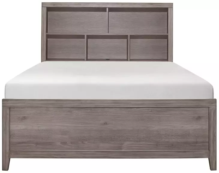 Woodrow Gray Queen Storage Wall Bed with Nightstand