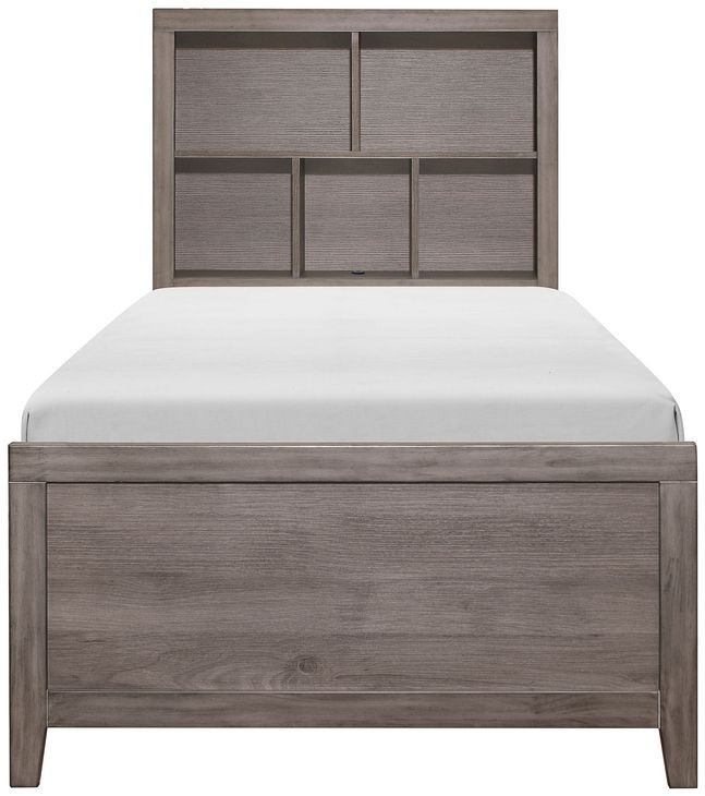 Woodrow Gray Twin Storage Wall Bed with Nightstand