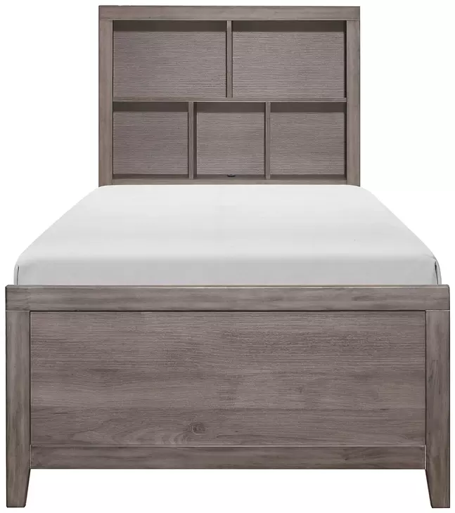 Woodrow Gray Twin Storage Wall Bed with Nightstand