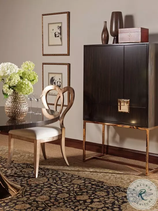 Signature Designs Ebony And Brass Casanova Bar Cabinet