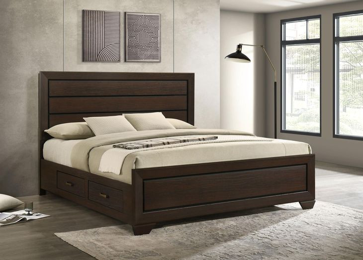 Fenbrook Dark Cocoa King Storage Panel Bed