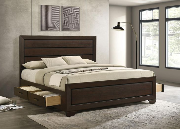 Fenbrook Dark Cocoa King Storage Panel Bed