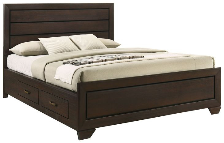 Kauffman Dark Cocoa California King Storage Panel Bed