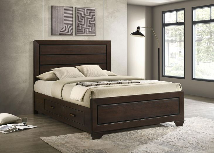 Fenbrook Dark Cocoa Queen Storage Panel Bed