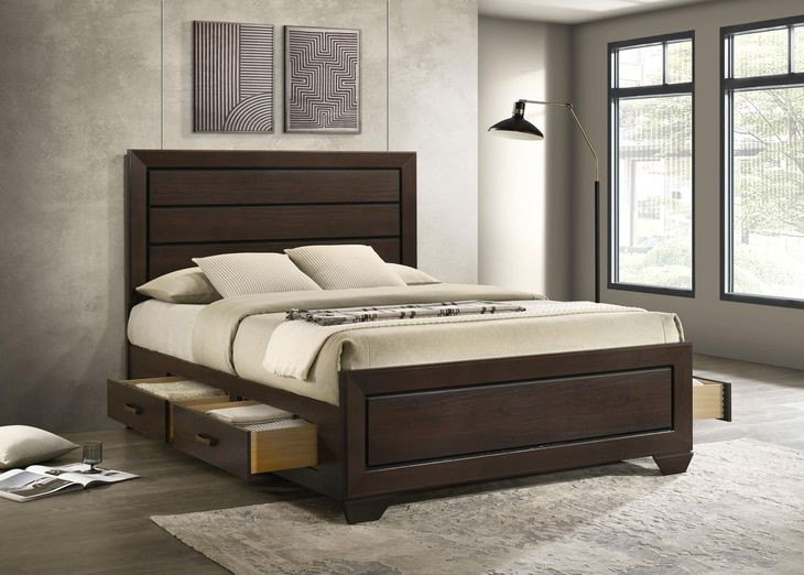 Fenbrook Dark Cocoa Queen Storage Panel Bed