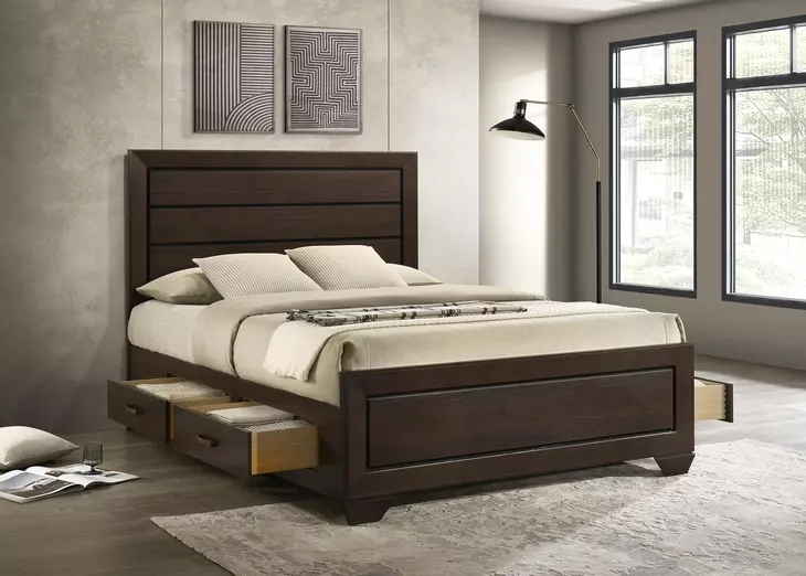 Fenbrook Dark Cocoa Queen Storage Panel Bed
