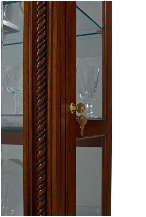 20485 Rich Cherry Two Way Sliding Door Curio Cabinet