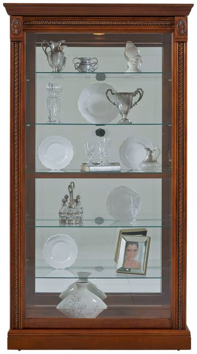 20485 Rich Cherry Two Way Sliding Door Curio Cabinet