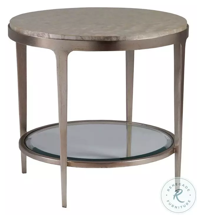Signature Designs Champagne Foil Gravitas Round End Table