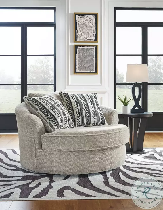 Calnita Sisal Oversized Swivel Accent Chair