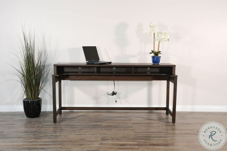 Autumn Echo Dark Brown 74" Rectangular Console Table with USB Charging