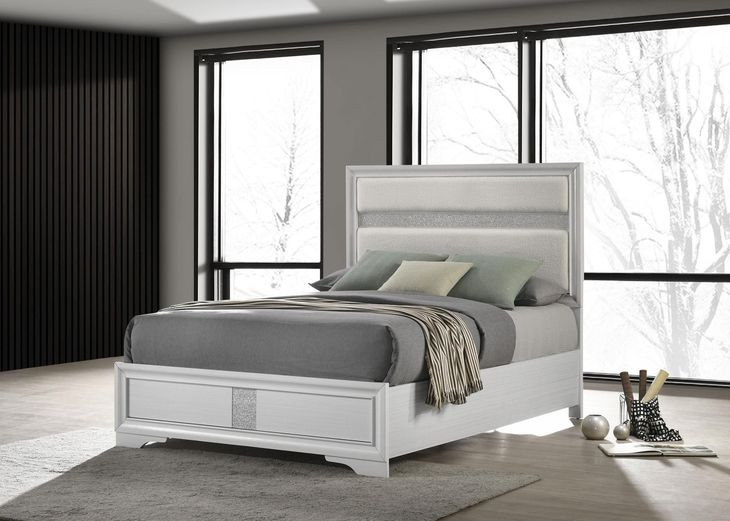 Miranda White Full Upholstered Panel Bed