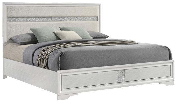 Miranda White King Upholstered Panel Bed