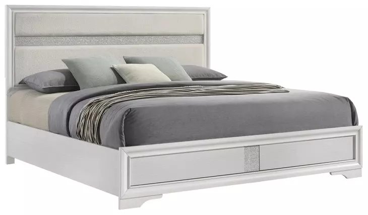Miranda White King Upholstered Panel Bed