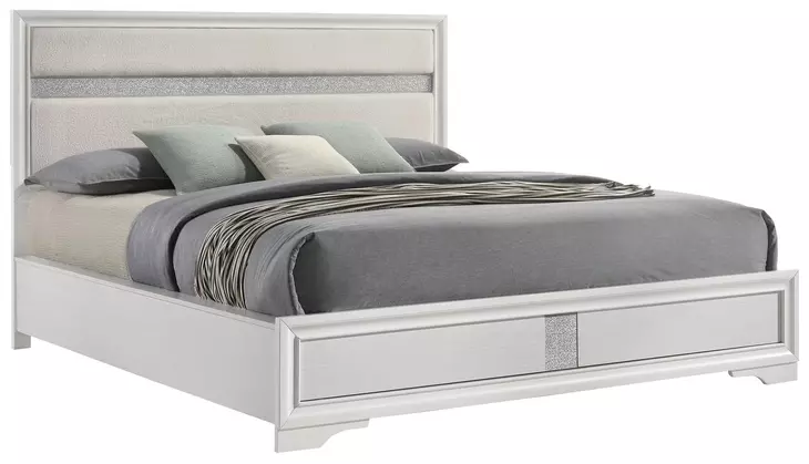 Miranda White California King Upholstered Panel Bed