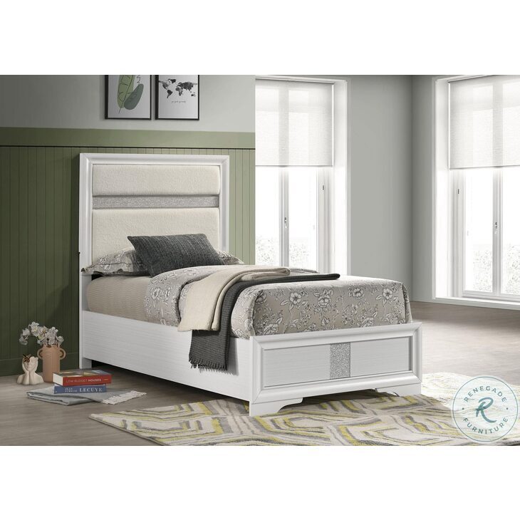 Miranda White Twin Upholstered Panel Bed From Coaster Furniture
