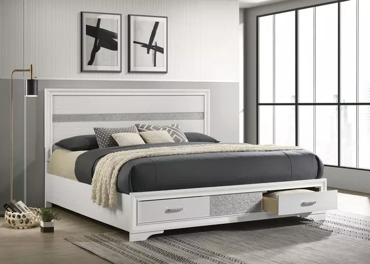 Miranda White King Panel Storage Bed