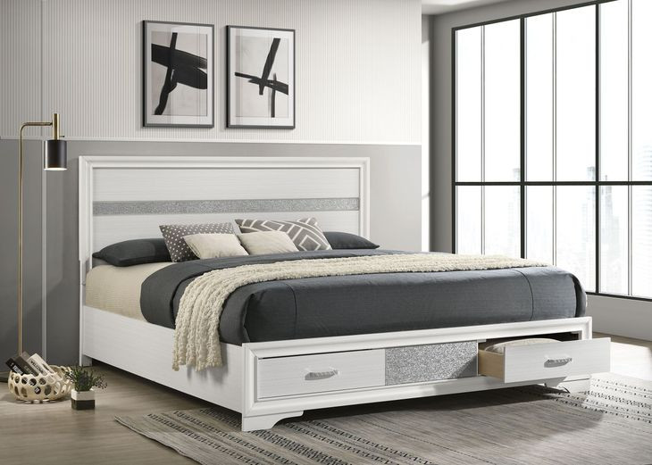 Miranda White California King Storage Panel Bed