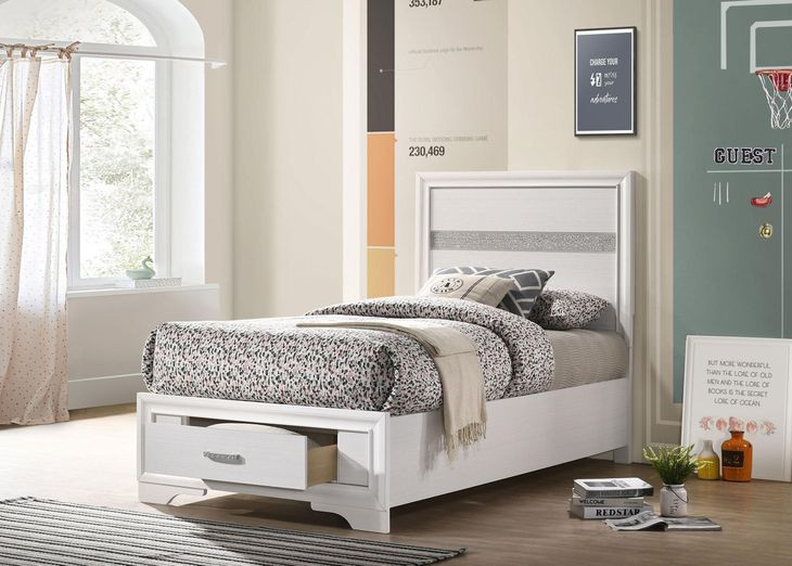 Miranda White Twin Platform Storage Bed