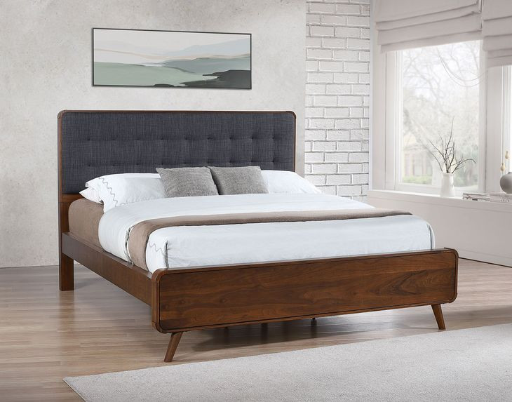 Robyn Light Ash and Gray California King Upholstered Platform Bed