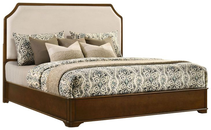 Garland Brown Cherry and Cream King Upholstered Panel Bed