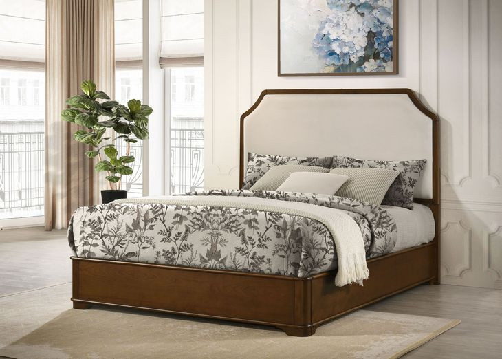Garland Brown Cherry and Cream Upholstered Panel Bedroom Set