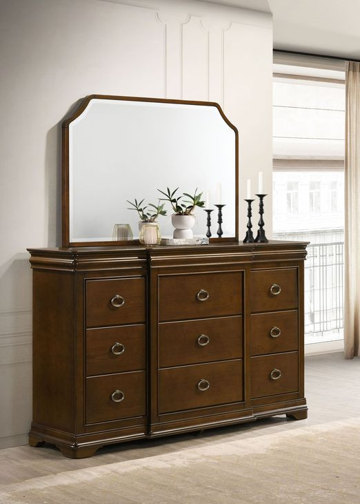 Garland Brown Cherry 11 Drawer Dresser with Mirror