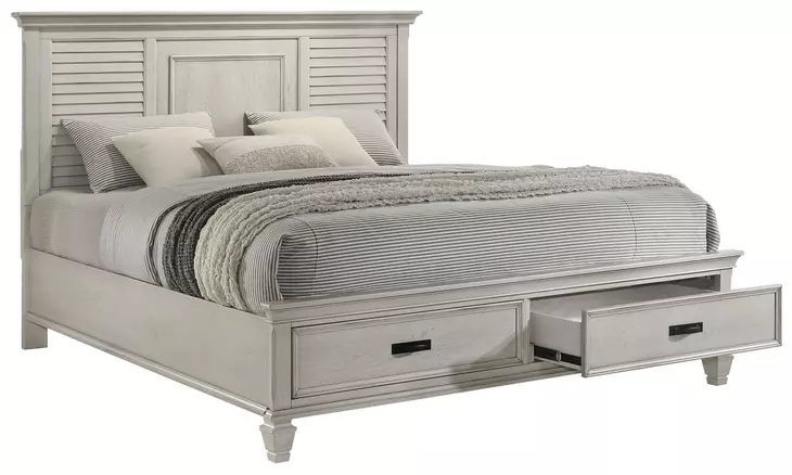 Franco Antique White King Panel Storage Bed