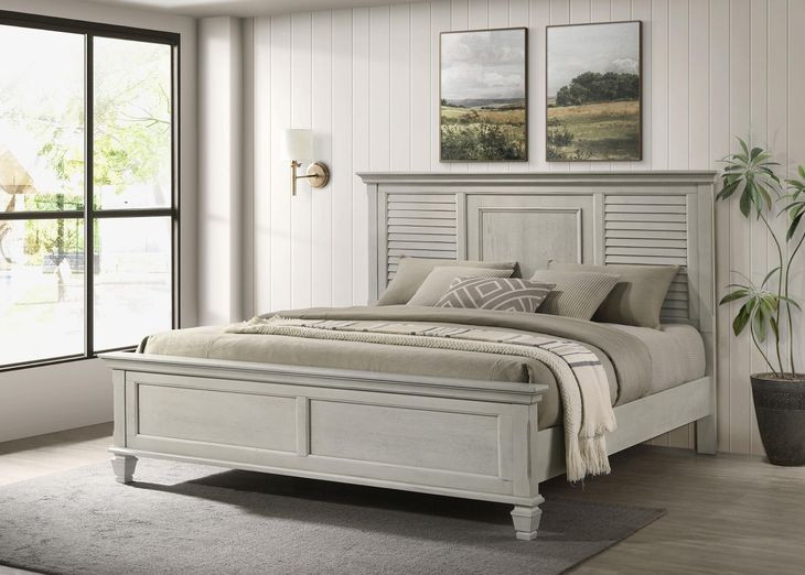 Franco Antique White King Panel Bed