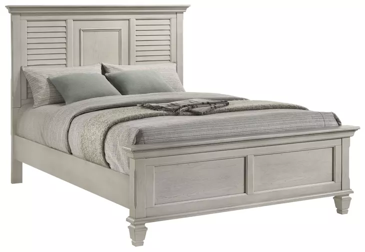Franco Antique White Queen Panel Bed