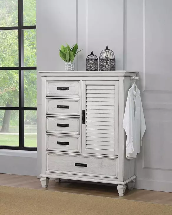 Franco Antique White Mans Door Chest
