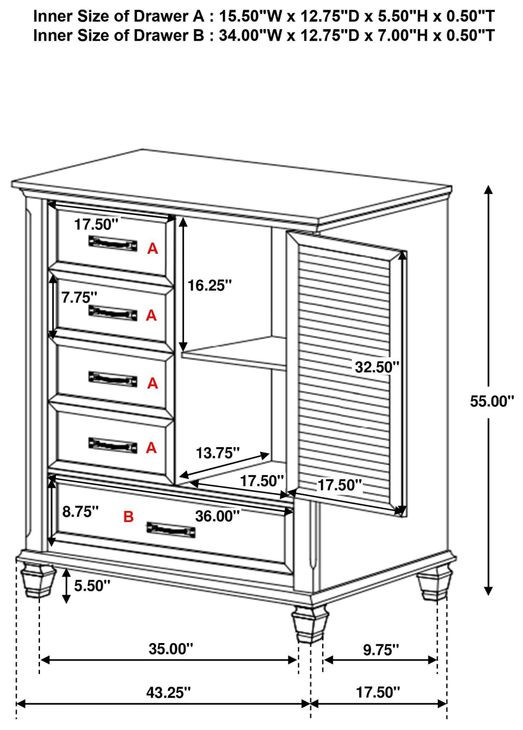 Franco Antique White Mans Door Chest