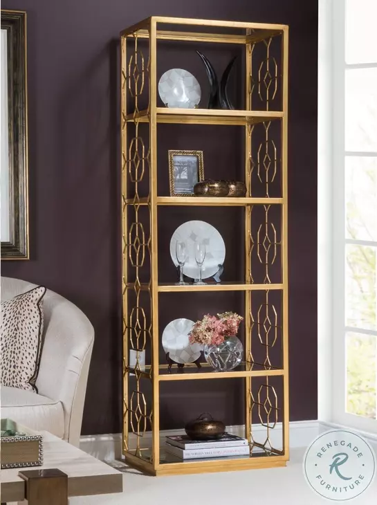 Metal Designs Gold Leaf Honeycomb Slim Etagere
