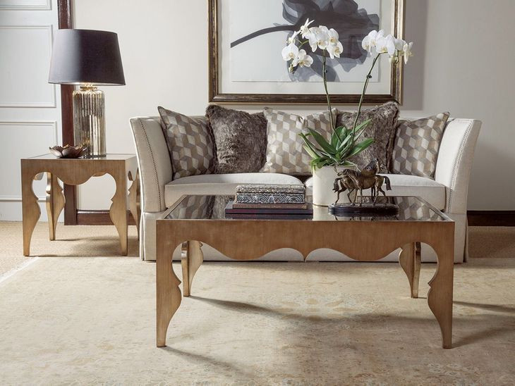 Van Cleef Antiqued Brushed Silver Square Glass Top End Table