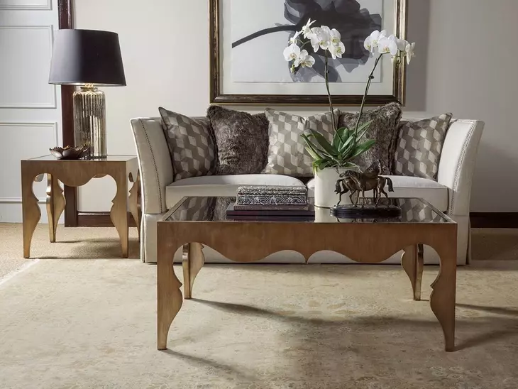Van Cleef Antiqued Brushed Silver Square Glass Top End Table