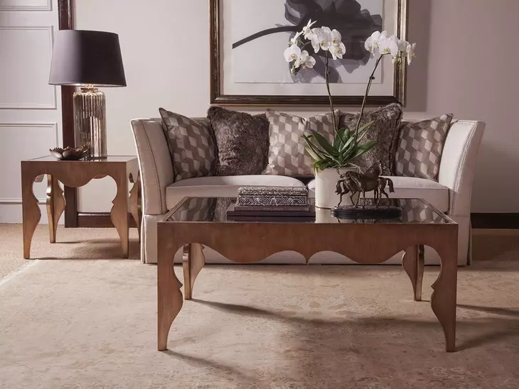 Van Cleef Antiqued Brushed Silver Square Glass Top End Table