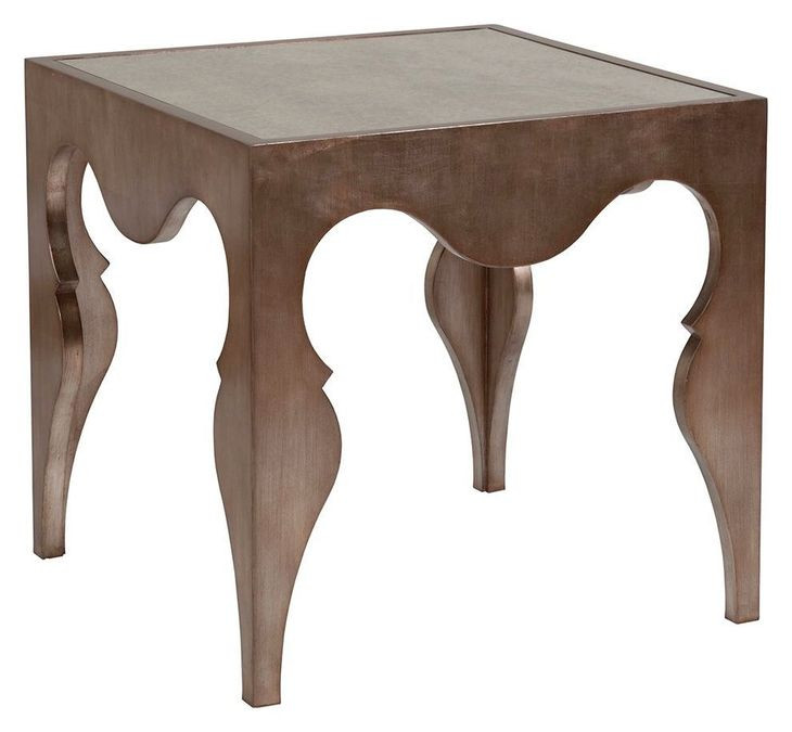 Van Cleef Antiqued Brushed Silver Square Glass Top End Table