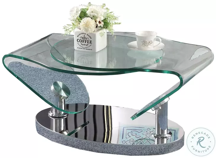 2062 Clear Glass And Polished Stainless Steel Motion Cocktail Table